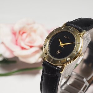 グッチ GUCCI ローマン 新品革ベルト ゴールド レディース 腕時計 F195 中古