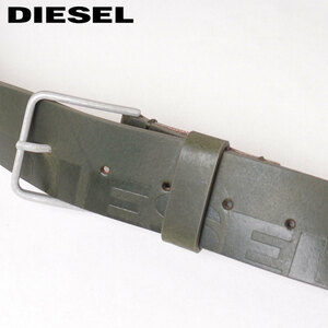 新品 DIESEL ディーゼル レザー ロゴベルト カーキ 95