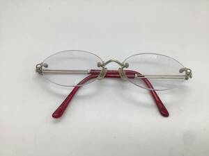 9499■Salvatore Ferragamo フェラガモ 1561T 636 度入り メガネ 眼鏡 レディース メンズ シルバー/赤色 ブランド