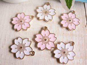 チャーム　桜　さくら　お花　6個入　( #3815)　mix　ペンダントヘッド　手芸　パーツ　ハンドメイド　材料