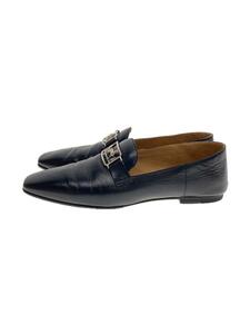 HERMES◆フラットパンプス/38/BLK/レザー/time loafer/使用感有