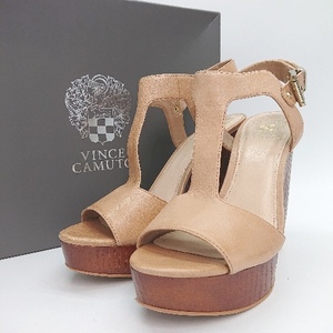 ◇ ◎ VINCE CAMUTO ハイヒール ラウンドトゥ ベルトストラップ 涼しげ サンダル サイズ7.5M ブラウン レディース E