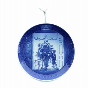 ロイヤルコペンハーゲン 2000年 イヤープレート 皿 クリスマスプレート ツリーを飾る デコレーション ミレニア ロゴ インテリア 青 白