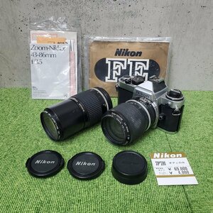 【ジャンク】Nikon/ニコン ikon fe 一眼レフフィルムカメラ zoom-nikkor 43-86mm 1:3.5 nikkor 200mm 1:4 s0993