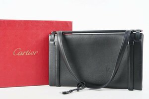 【超美品】Cartier カルティエ カボション ハンドバッグ ブラック ブランド鞄 レディース【RA12】