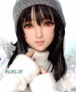 ●RUELIE●1/6カスタムドールヘッド●刻の夢織り『雪那 setsuna』帽子付き※首穴5mm程に拡張済みです クールガール オビツ01ヘッド