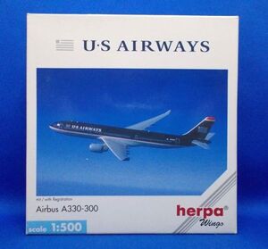 herpa 1/500 USエアウェイズ エアバス A330-300 ダイキャスト製 ジェット旅客機 ミニカー ヘルパウィングス Airbus US Airways