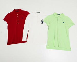 MG6906■3点セット*ラルフローレン/Ralph Lauren*ポロシャツ*半袖*長袖*ビッグポニー*THE SKINNY POLO*鹿の子*レッド*グリーン*ホワイト*L