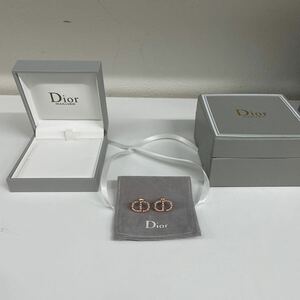 S5093/【個人保管品】Christian Dior ピアス ラインストーン CDロゴ ピンク アクセサリー 箱付き ブランドクリスチャンディオール 