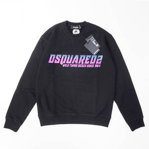 新品正規品 DSQUARED2 ディースクエアード S74GU0681 グラデーション ブランドロゴ スウェットシャツ プルオーバー ブラック M