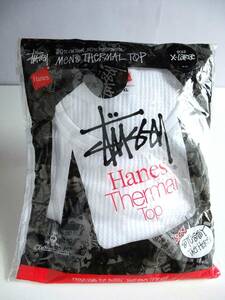 STUSSY　ステューシー × Hanes コラボ　長袖 サーマル　サイズXL　ワッフル　白　ロンT　パックTee　新品・未開封　ホワイト　ヘインズ