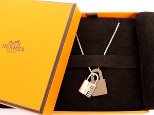 新品同様☆HERMES【エルメス】オーケリー ネックレス☆シルバー×エトゥープ☆レザー☆Hロゴ☆カデナモチーフ☆南京錠☆チェーン☆箱付き☆