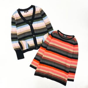 a16♪② 〈カシミヤ100%☆〉 SONIA RYKIEL ソニアリキエル 2点まとめ 2点セット Vネックカーディガン セーター 40 L相当 レディース 女性服