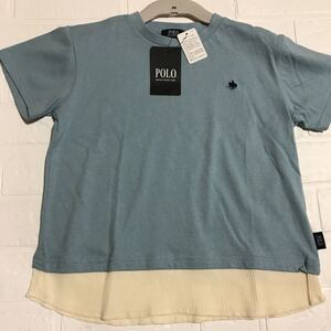 130サイズ『POLO』ワッフル 半袖Ｔシャツ　（カラー：淡水色）