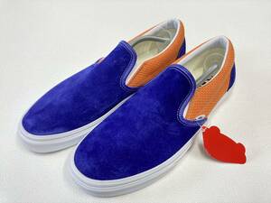 レア!! VANS SLIPON 青系xオレンジ系 スエード キャンバス U11.5 (29.5cm) アメリカ企画限定!! スリッポン バンズ