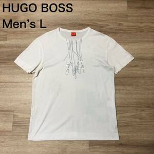 【送料無料】HUGO BOSS半袖Tシャツ 白　メンズLサイズ　ヒューゴボス