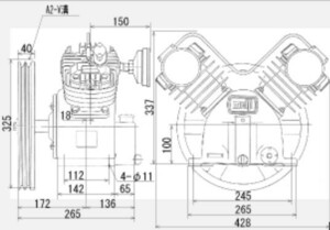 エアーコンプレッサー 圧縮機本体 明治機械 GEO-4.5C 一段圧縮機 エンジン用〔法人様お届け〕