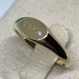 希少品 ティファニー マイクロ オーバル シグネット リング 指輪 ゴールド AU750 K18 18金 Tiffany Gold Signet Ring メンズ ピンキー 