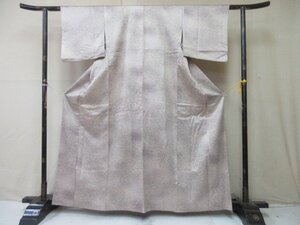 1円 良品 正絹 着物 小紋 縮緬 和装 和服 紫 波 青海波 おしゃれ 袷 身丈150cm 裄63cm【夢職】★★★