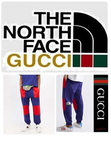 新品正規　Мサイズ　 THE NORTH FACE x GUCCI ノースフェイス×グッチ　 XJDRN 切替ロゴプリントロングパンツ 