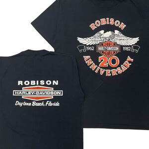 80s USA製 Harley Davidson Tシャツ L ブラック ROBISON 20th anniversary イーグル ロゴ ハーレーダビッドソン sportswear ヴィンテージ