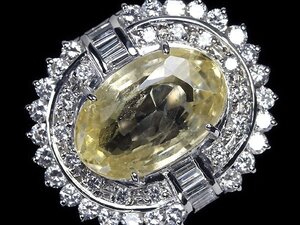 .OVU11338SS【売り切り】新品【RK宝石】超希少!! 極上非加熱イエローサファイア 10.173ct!! 極上ダイヤモンド 1.55ct!! Pt900 超高級リング