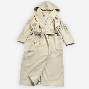 極美品 MAXMARA マックスマーラ 最高級 白タグ ロングコート フード フーデット ベルト ベルテット カシミヤ キャメル ベージュ