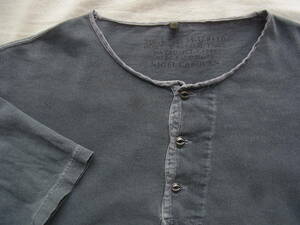NIGEL CABOURN 　ナイジェル ケーボン 　ミリタリーテイスト　顔料染め ヴィンテージ加工　ヘンリーネックTシャツ　サイズ 46　 日本製