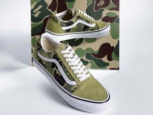 即決!!us11 29cm VANSエイプBAPEオールドスクールOld Skool グリーンカモCamo迷彩ANAHEIM FACTORYアナハイムA BATHING APE/発送ゆうパック