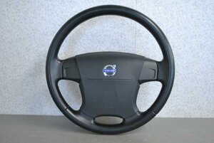 ボルボ V70 2.5T 前期(BB5254W) 純正 破損無 取付OK 動作保証 ステアリングホイール ハンドル ホーンパット付 レザー s003885