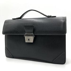 極美品/希少●dunhill ダンヒル サイドカー セカンドバッグ クラッチバッグ ハンド 持ち手あり メンズ ビジネス レザー 本革 ブラック 黒