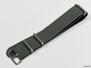ラグ幅：20mm リブ編み 高品質 NATOストラップ ブラックグレー 腕時計ベルト ナイロン バンド ファブリック rib