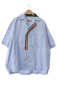 カラー kolor 22SS Rib Docking S/S Shirts リブ ドッキング 半袖 シャツ 22SCM-B06114 2 青 ブルー ブランド古着ベクトル 240811 メンズ