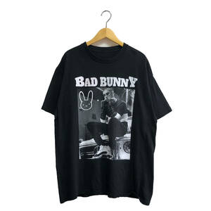 【980円スタート】USA 古着 半袖 Tシャツ BAD BUNNY ブラック 黒 アーティストプリントTシャツ ラッパー 音楽 古着卸 激安 BA1107