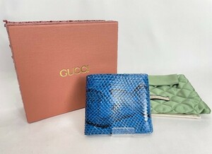 GUCCI グッチ コンパクトウォレット 二つ折り財布 パイソン ダークブルー