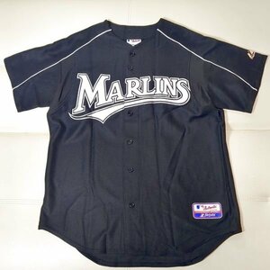 USA製 フロリダマーリンズ ベースボールシャツ L レプリカユニフォーム 背番号無し MLB Majestic FLORIDA MARLINS