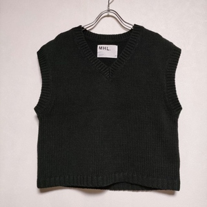 MHL. リネンコットンニットベスト 595-3161501 COARSE COTTON LINEN ベスト 2022 ブラック エムエイチエル 4-0803M 240947