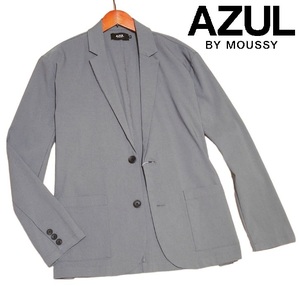 新品! アズールバイマウジー 2B 微光沢 テーラードジャケット グレー (M) 送料安 ☆ AZUL BY MOUSSY メンズ 高密度ハイストレッチ 薄手