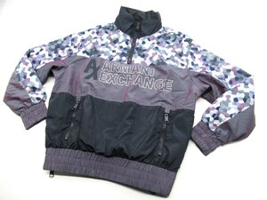 ★【B送900円】1227 タグ付き ARMANI EXCHANGE　アルマーニエクスチェンジ　ウィンドブレーカー　ハーフジップ　パープル系　ジャケット XS