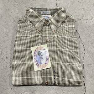 新品 Bay Area Traders 千鳥格子 長袖シャツ L/S Shirt Sサイズ ハウンドトゥース 茶 ブラウン モカ チェック柄 コットン アメリカ古着