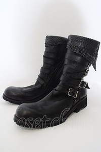 KMRii / Crush Strap Boots/RFM　ロングブーツ 39 ブラック O-24-04-16-070-KM-sho-YM-ZT4000