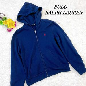 POLO RALPH LAUREN ポロ ラルフローレン☆ジップアップ パーカー 裏起毛 メイビー 紺 L 