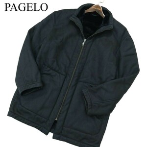 PAGELO パジェロ アンジェロ 秋冬 裏ボア★ フェイク ムートン ブルゾン ジャケット コート Sz.M　メンズ 黒　A2T14455_C#N