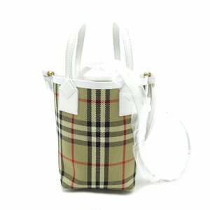 BURBERRY バーバリー 2wayショルダーバッグ ミニ ロンドン ベージュ系 キャンバス レザー レディース