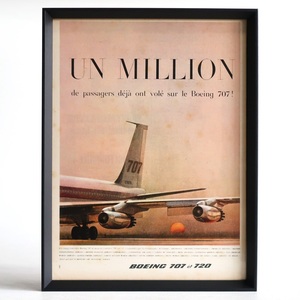 BOEING ボーイング 1959年 707 et 720 フランス ヴィンテージ 広告 額装品 コレクション インテリア フレンチ ポスター 稀少