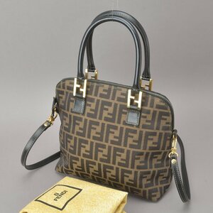 未使用同様 FENDI フェンディ ズッカ柄 ショルダーバッグ 2WAY ハンドバッグ ジャガード レザー ブラウン ブラック 14967 鞄 Md.e/g.h