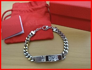 2402★A-1280★DIESEL ディーゼル チェーンブレスレット シルバー×ゴールド アクセサリー 未使用