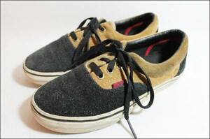 【US5/23cm】 VANS ERA バンズ エラ 2トーン ツートーン 黒 茶 スエード スケーター サーファー ビンテージ USA 古着 オールド CG44