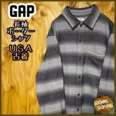 ギャップ GAP グレー ボーダー シャツ ニット USA古着 90s アメカジ