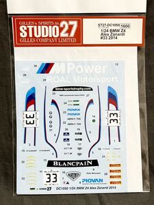 STUDIO27 1/24 BMW Z4 Alex Zanardi #33 2014 ST27-DC 1050 デカール　フジミBMW Z4対応